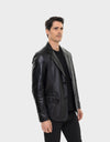 MENCIA BLAZER EN CUIR POUR HOMME | NOIR